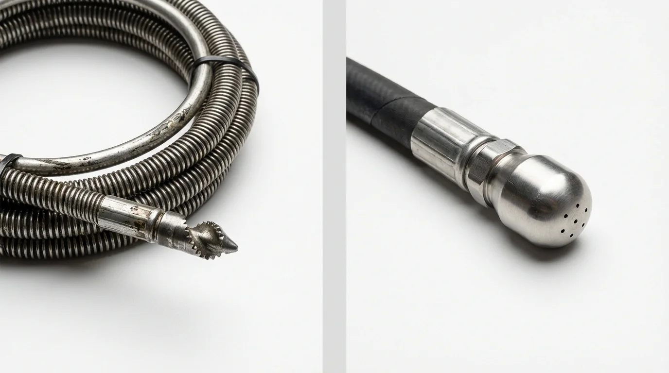 Drain snake cable and hydro jetting nozzle used for drain cleaning in Yabucoa, PR