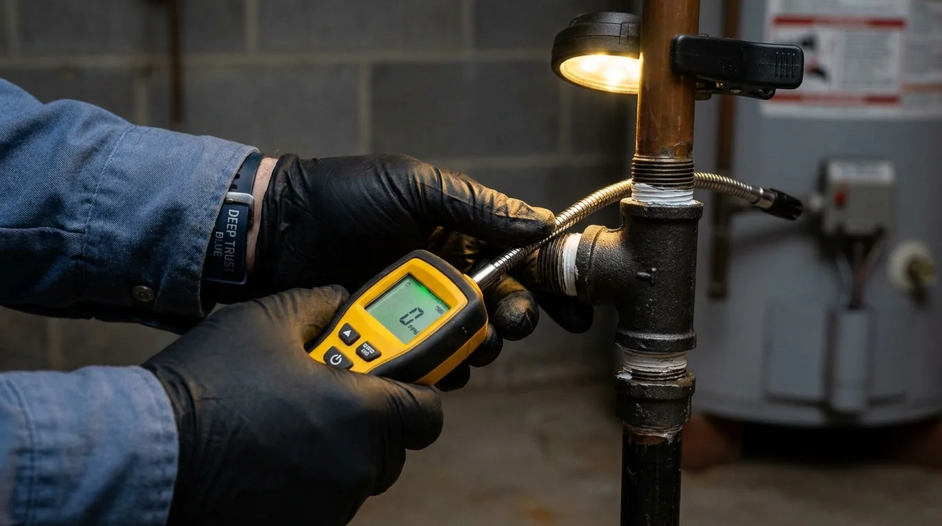 Gas leak detection with electronic sniffer by Johns Plumbing LLC in Yabucoa