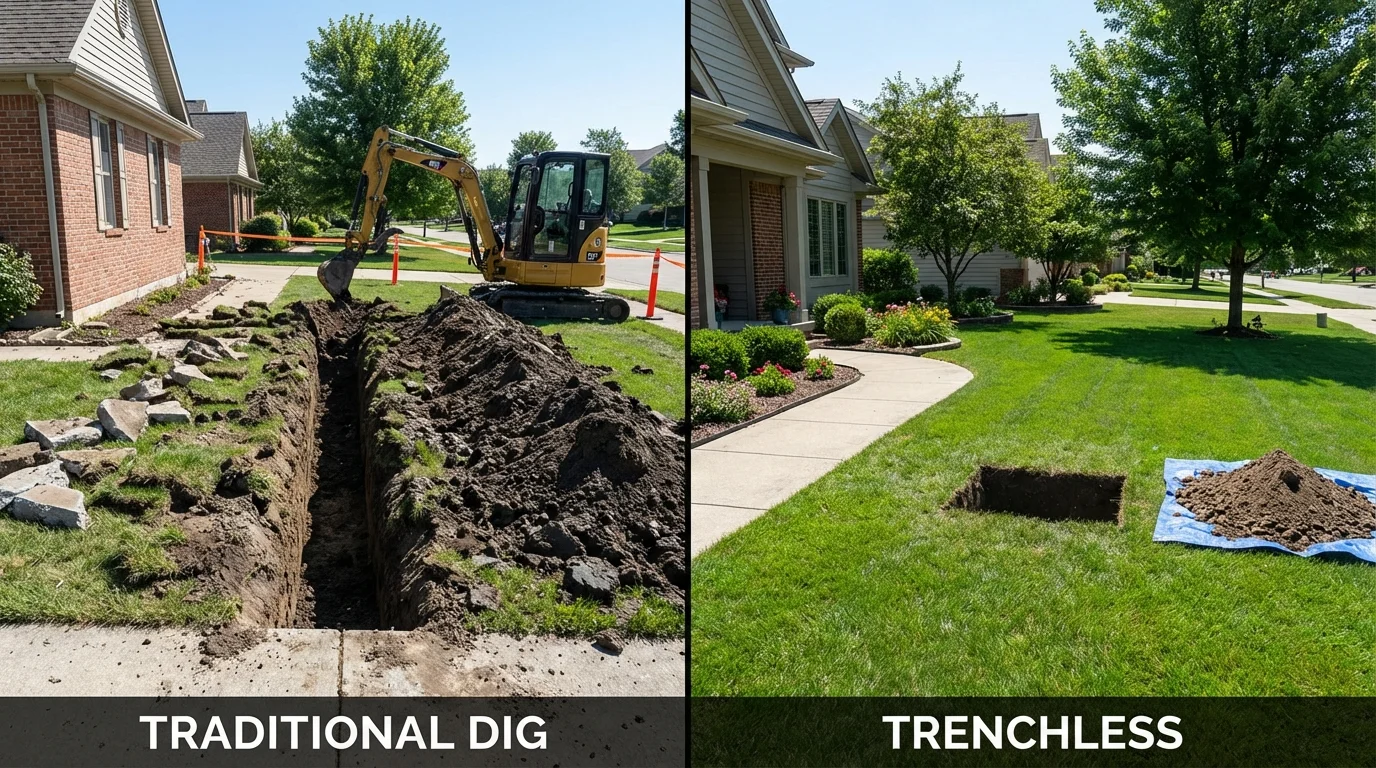 Trenchless sewer repair with minimal yard damage versus traditional excavation in Yabucoa, PR